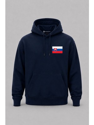 Bahriyeli Collection Kapüşonlu Slovakya Bayrağı Cep Baskılı Unisex Sweatshirt