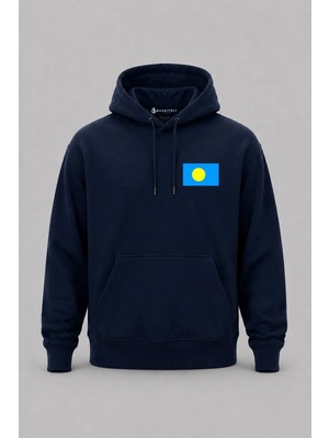Bahriyeli Collection Kapüşonlu Palau Bayrağı Cep Baskılı Unisex Sweatshirt