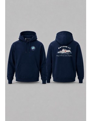 Bahriyeli Collection Kapüşonlu Kktcsg-11  Dalgalar Arası V2 Cep ve Sırt Baskılı Unisex Sweatshirt
