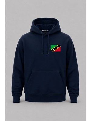Bahriyeli Collection Kapüşonlu Saint Kitts ve Nevis Bayrağı Cep Baskılı Unisex Sweatshirt