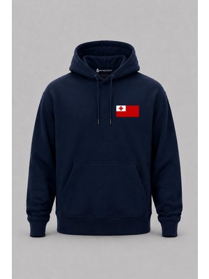 Bahriyeli Collection Kapüşonlu Tonga Bayrağı Cep Baskılı Unisex Sweatshirt
