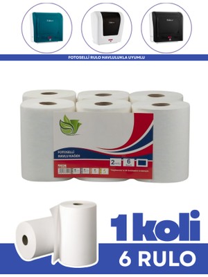 Flosoft Hareketli Rulo Kağıt Havlu 6’lı Paket 3 Kg, Fotoselli Dispenser Havlusu Otomatik Rulo Havlu 21 cm