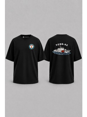 Bahriyeli Collection Oversize Tcsg-82  Dalgalar Arası V2 Cep ve Sırt Baskılı Unisex T-Shirt