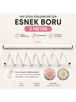 Roco Paper Co. Dev Çiçek Yapım Borusu - 2 Metre, Eva, Krapon, Organze Tül Için Esnek, Boyanabilir Dekoratif Boru