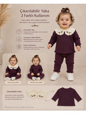 Organickid Dusty Rose Kız Bebek Bordo 2'li Set