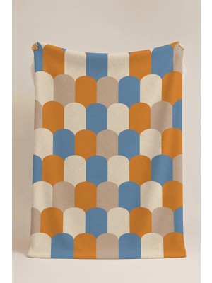 Luvis Store Retro Arches Geometrik Desenli Çok Amaçlı Polar Battaniye & Örtü