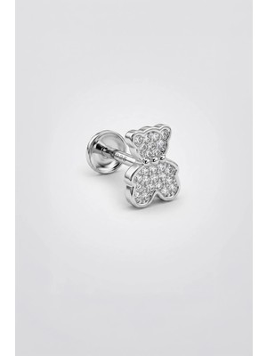 So CHIC Honey Bear 18 Ayar Beyaz Altın Kaplama Gümüş Flat-Lobe Piercing