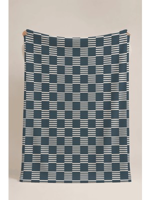 Luvis Store Indigo Stripes Mavi Çizgi Desenli Çok Amaçlı Polar Battaniye & Örtü