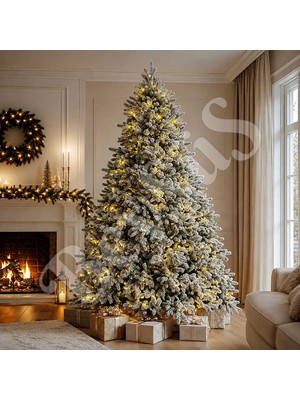 BeySüS Karlı Kendinden Işıklı Yılbaşı Çam Ağacı 240 cm (2470 Dal) - Premium Seri