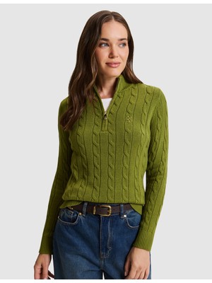 Pierre Cardin Yeşil Regular Fit Basic Kazak 50331512 VR016