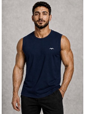 Axxel Erkek Lacivert Kolsuz  T-SHIRT-D690 %100 Pamuk Günlük Tarz Standart Kalıp