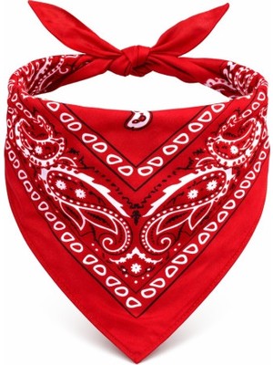 Ett Kırmızı Kovboy Fuları Çocuk Bandana Western Desenli Boyun Fuları