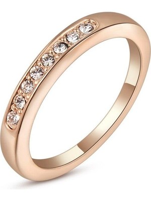 Profisher Italina Rigant Zarif Nişan Yüzük Rosegold Kaplama Beyaz Taş Bakır-7 (47MM)