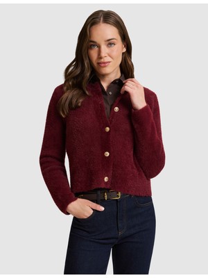 Pierre Cardin Bordo Crop Top Triko Hırka 50331252 VR014