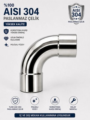 Onurbüküm 90 Derece 51LIK 304 Kalite Paslanmaz Şişme / Geçme Dirsek