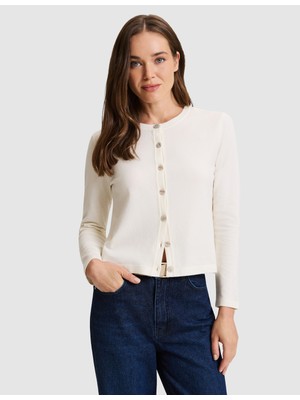 Pierre Cardin Ekru Slim Fit Basic Triko Hırka 50330224 VR019