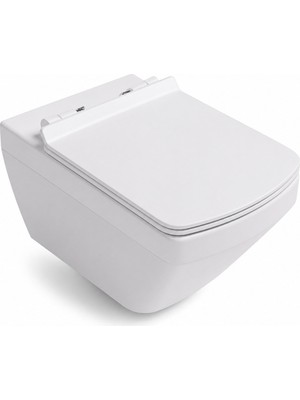 Isvea Prıssımo  Asma Klozet 54 Cm.  -Duroplast Kapak Dahil, Beyaz  2 Parça Set | Isv.36.01.03.06