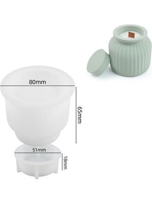 Silabor Kapaklı Çizgili Mumluk Silikon Kalıbı | Dekoratif Mum Kabı, Saklama Kutusu ve Organizer Döküm Kalıbı | Alçı, Çimento, Beton ve Taş Tozu Için | 1 Adet