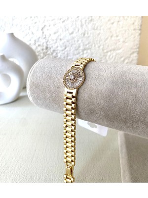 Nish Point Saat Model Lüks Vıp Zırkon Taşlı Bileklik