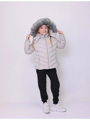 Pique MASAL ÇOCUK MONT Çıkabilir Kapüşonlu Peluş Detaylı Kız Çocuk Mont