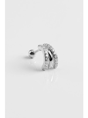 So CHIC Luna 18 Ayar Beyaz Altın Kaplama Gümüş Tragus-Helix Piercing