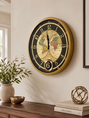 Time Gold Sarkaçlı Metal Duvar Saati