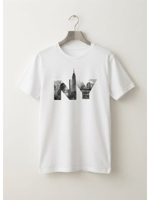Belirtilmemiş Ny Baskılı Ünisex Penye T-Shirt