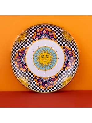 TeknoKapsül Emaylab Mısharu 26 cm Dekoratif Emaye Servis Sunum Tabağı