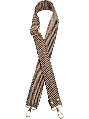 St. Morritz Çanta Aksesuar 120X3 cm Jüt Kolon Çanta Sapı Siyah Renk Light Gold Metalli