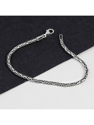 Gümüş Pazarım 925 Ayar Gümüş 3 mm Erkek Kral Bileklik