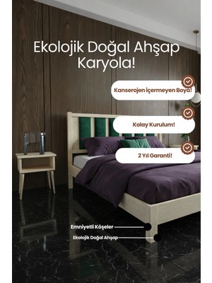Renazzo Mobilya Ori̇on Model Zümrüt Yeşili Puf Başlıklı Masif Ahşap Karyola Kolay Kurulum Fırınlanmış Ithal Sibirya Çamı 120X200 Yatak Uyumlu