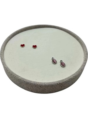 St. Morritz Silindir Model Süet Kumaş 20/20 cm Batırmalı Gri Renk Küpe-Piercing Tablası