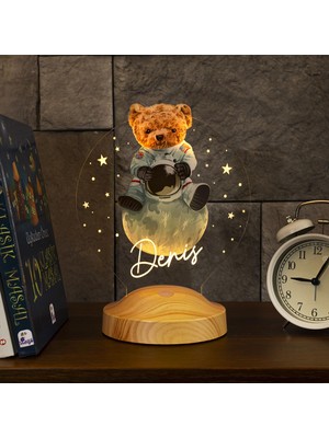 TeknoKapsül Hoş Geldin Bebek Hediyesi Ayıcık Gece Lambası, Isimli Teddy Bear Doğum Günü Hediyesi, Çocuk Odası Hediyesi Ayı Teddy LED Lamba Aydınlatması