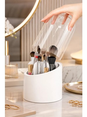 St. Morritz Deluxe Makyaj Fırçası ve Kozmetik Düzenleyici Şeffaf Kapaklı Hijyenik Organizer