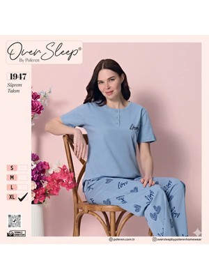 Poleren Kadın Kısa Kol Pijama Takımı M Beden
