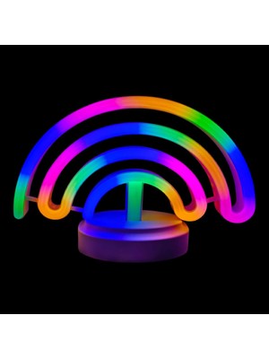 Skygo Neon Işıklı Gökkuşağı Masa Gece Lambası Pil ve USB