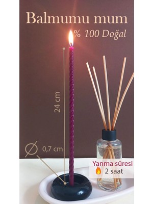 St. Morritz Balmumu Mum (10 Adet Bordo) Burgulu Dilek Mumu Doğal Petek Ince Uzun Parti Nişan Ritüel