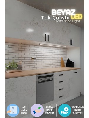 St. Morritz Tezgah Altı LED Işık Mutfak Bar Aç Kapa Beyaz Yapışkanlı 1 Metre - LED Işık Tmbeyaz3
