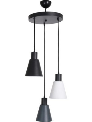 St. Morritz Trend Modern Tasarım Salon - Mutfak - Cafe Siyah - Beyaz - Antrasit Renk Sarkıt 3 Lü Avize
