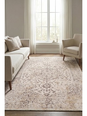 Livset Home Modern Dokuma Halı Antrasit Krem Salon Mutfak Antre Yolluk Oturma Odası Halısı J955A