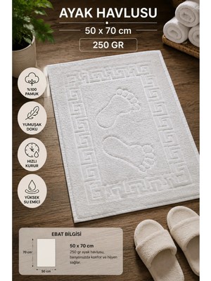 Softtowel Ayak Havlusu Paspası 50X70 cm 250 gr Ayak Izi Desenli Yüksek Emici Banyo Havlu Paspas