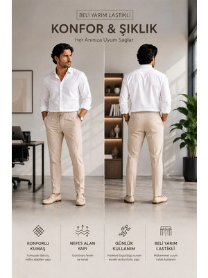 Serseri Jeans Erkek Rahat Kesim Pantolon – Yarım Lastikli Bel, Elastanlı Esnek Kumaş, Günlük ve Şık Kullanım