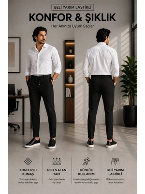 Serseri Jeans Erkek Rahat Kesim Pantolon – Yarım Lastikli Bel, Elastanlı Esnek Kumaş, Günlük ve Şık Kullanım