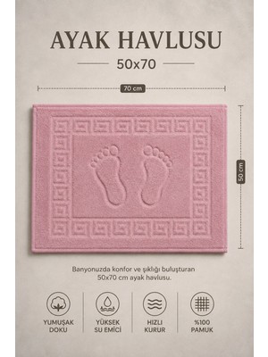 Softtowel Ayak Izli Banyo Ayak Havlusu 50X70 cm Yumuşak Emici Desenli Havlu Paspas