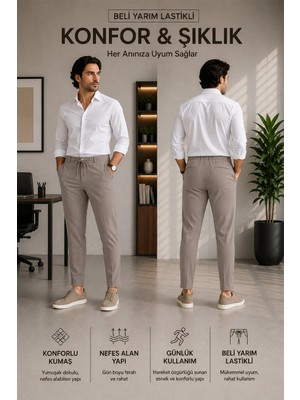 Serseri Jeans Erkek Rahat Kesim Pantolon – Yarım Lastikli Bel, Elastanlı Esnek Kumaş, Günlük ve Şık Kullanım