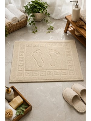Softtowel Ayak Izli Banyo Ayak Havlusu 50X70 cm Yumuşak Emici Desenli Havlu Paspas
