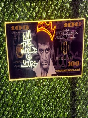 Dh Elektromarket Tony Montana Dolar Işıklı Neon Tablo 100X40 cm
