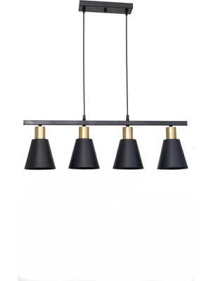 St. Morritz Trend Modern Tasarım Siyah Renk Eskitme Duylu Cafe -Yemek Masası Üstü - Salon - Mutfak 4 Lü Avize