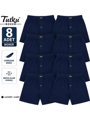Tutku 8'li Fırsat Ürünü! Erkek Penye Havlu Bel Boxer Lacivert Renk