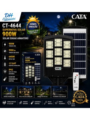 Dh Elektromarket Cata CT-4644 Supernova Solar Sokak Armatürü 900W Kumandalı Sensörlü IP65
